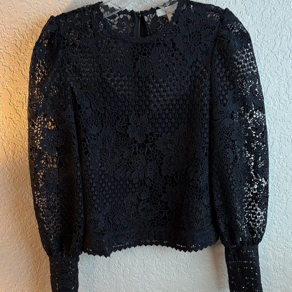 Joie Black Floral Lace Blouse